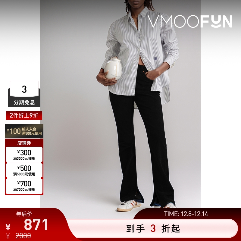 【折扣再降】Re Done 女士棉质黑色灯芯绒直筒裤