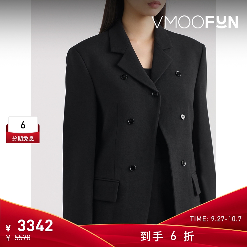 【折扣】RECTO 秋冬女双排扣绵羊毛西装外套