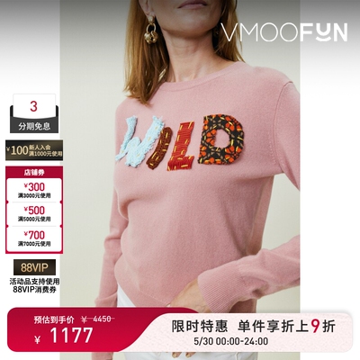 【限时折上9折】LINGUA FRANCA 秋冬女刺绣羊绒毛衣针织衫