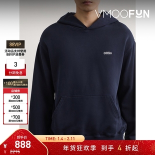 【折扣】032C 男士宽松品牌标志印花棉质平纹布帽衫