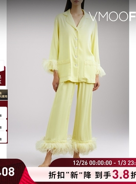 【折扣】Sleeper 夏季女羽毛边饰斜纹布睡衣套装