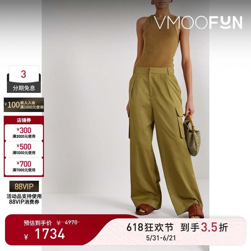 【618狂欢】Tibi 早春女美拉德斜纹布阔腿工装裤
