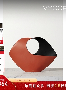 【新年礼物】Neous 女砖红色撞色皮革大号手提包