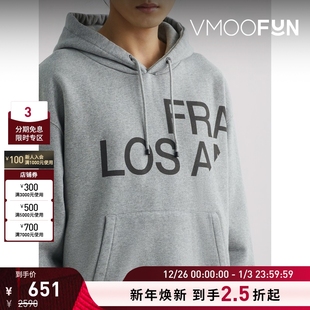 男日常宽松印花棉质灰色帽衫 FRAME 折扣