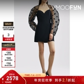 女植绒印花绢网拼接小黑裙连衣裙 RICCI 折扣 NINA