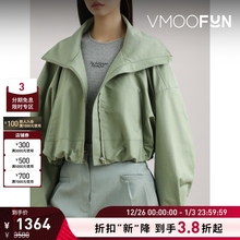 【折扣再降】YCH 秋冬女缩褶棉质平纹布短款外套