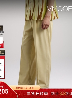 【折扣】BONSAI 夏男松弛直筒褶裥混纺休闲裤