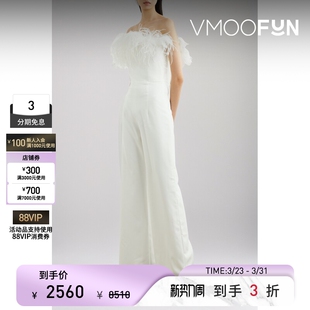 休闲裤 16ARLINGTON 春夏女白色鸵鸟毛连衣裤