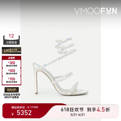 【618狂欢】Rene Caovilla 春夏女金属感缎面皮革凉鞋高跟鞋