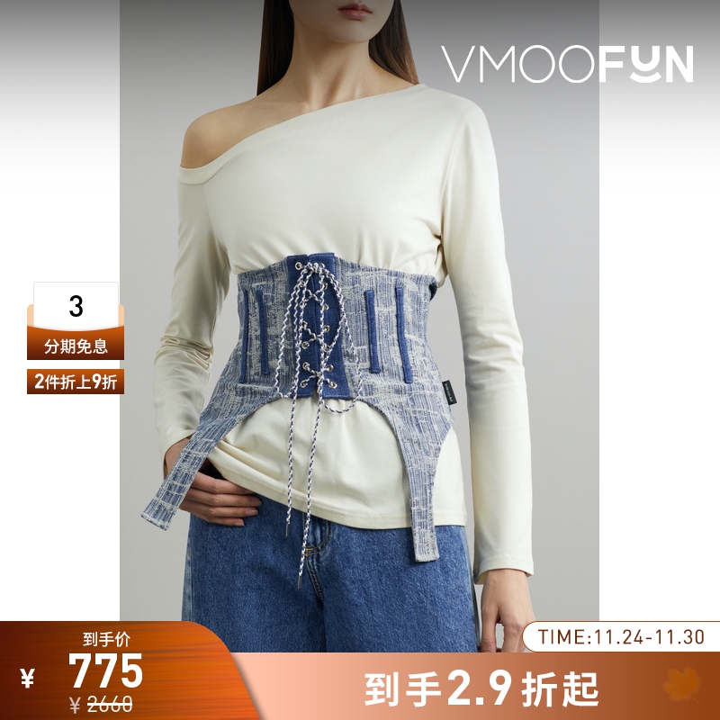 【折扣】Andersson Bell 女牛仔布拼接棉质混纺上衣