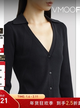 【折扣】Rag＆Bone 秋冬女士罗纹针织黑色开襟衫