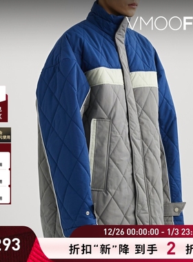 【折扣】EGONLAB 秋冬男宽松绗缝带填充物棉质混纺斜纹布外套