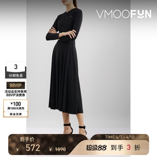 Kamali 秒杀 Norma 连衣裙 秋冬女挖剪弹力小黑裙长袖