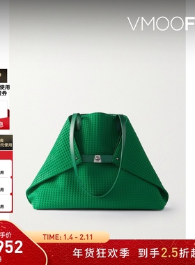 【新年礼物】Akris女士皮革边饰压花帆布中号手提包