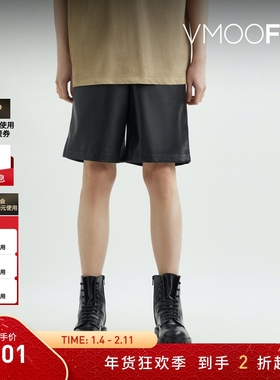 【折扣】SEAN SUEN 男直筒人造皮革短裤