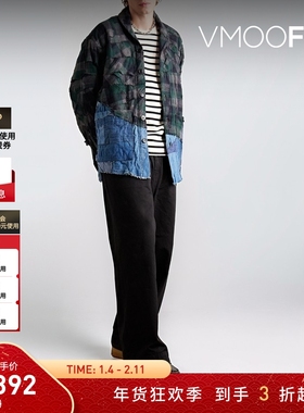 【折扣】GREG LAUREN 男士仿旧牛仔布拼接法兰绒衬衫式外套