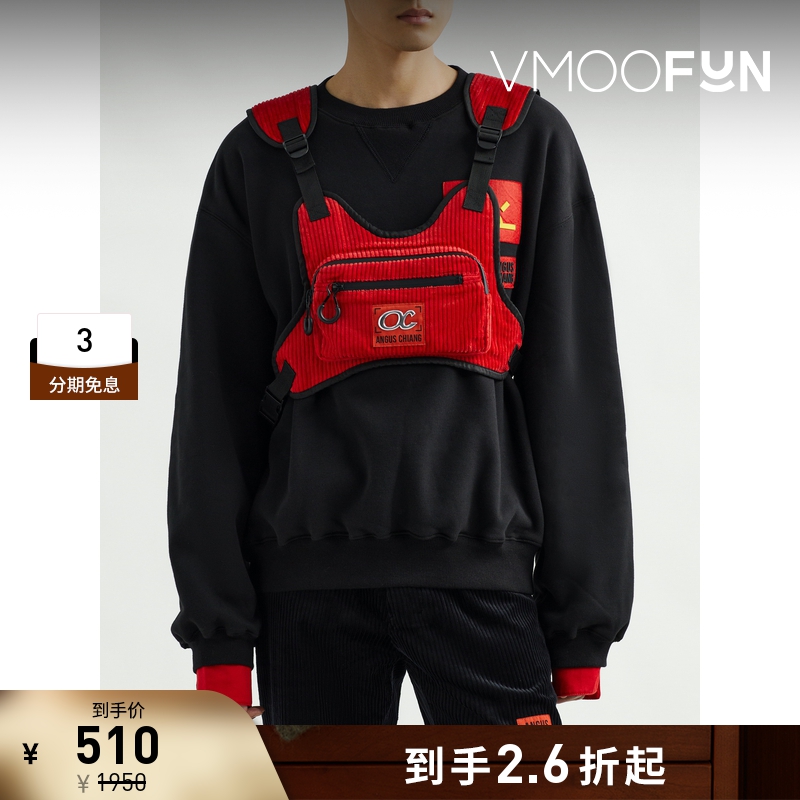 【折扣】ANGUS CHIANG 秋季男拼接灯芯绒红色背心