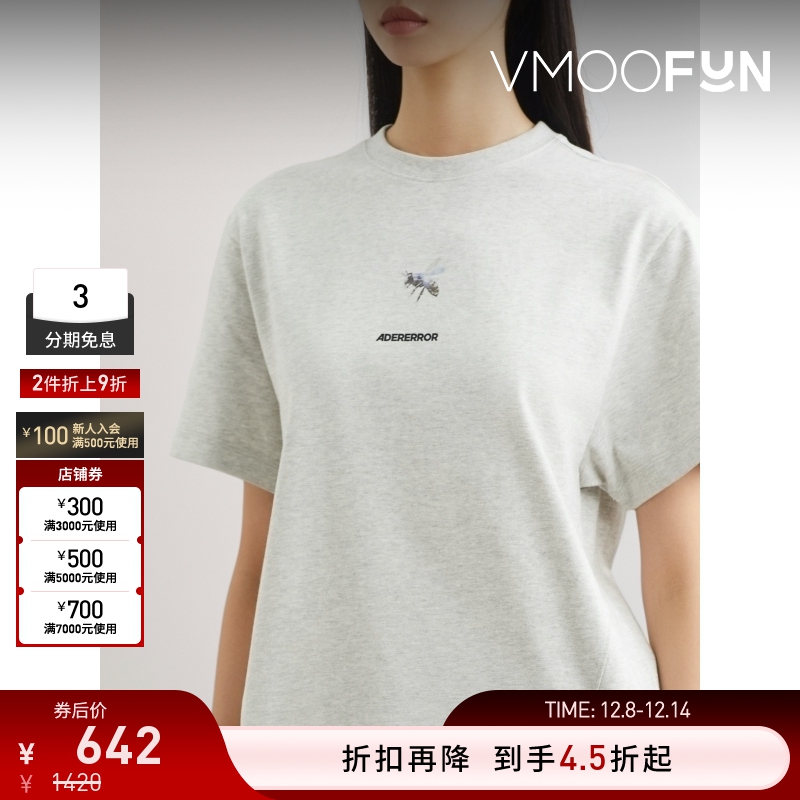 【折扣】Ader Error春夏女士印花棉质混纺平纹布T恤