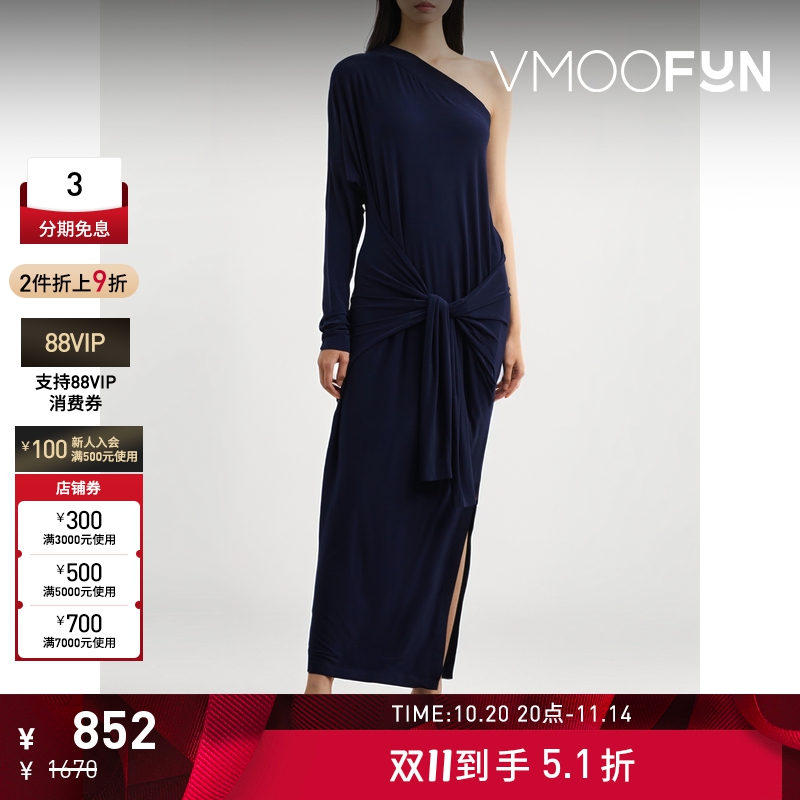 【折扣】Norma Kamali 夏季女单肩弹力平纹布连衣裙