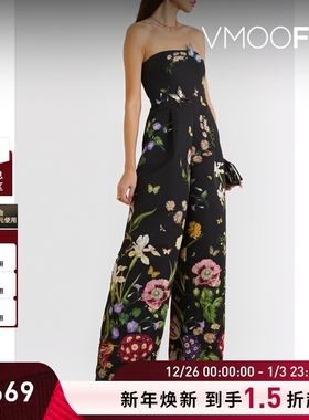 【折扣】Oscar de la Renta 女抹胸印花罗缎连体裤