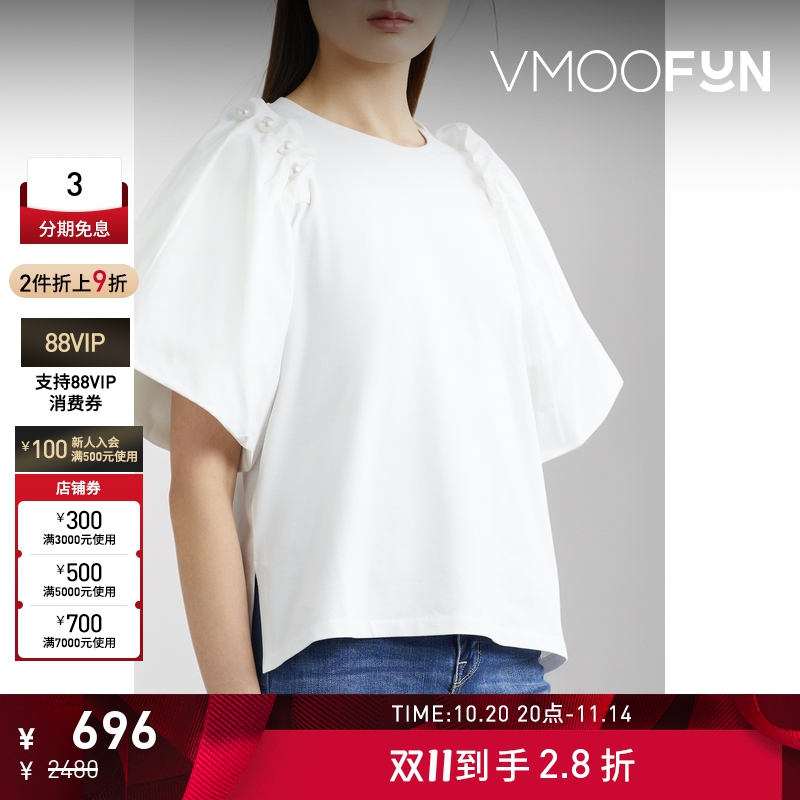 【折扣】Mother of Pearl 女珍珠缀饰上衣