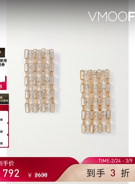 【38礼物】Rosantica Petra女金色镶饰菱格方形耳环