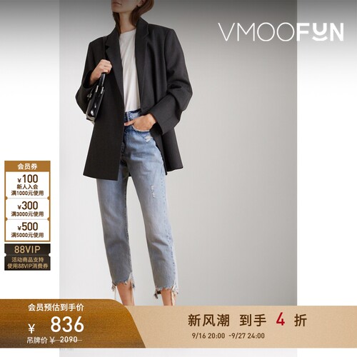【折扣】[经典款]FRAME女仿旧高腰直筒牛仔裤
