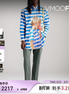 【季末折扣】Maison Margiela马吉拉秋冬男绿色直筒羊毛长裤裤