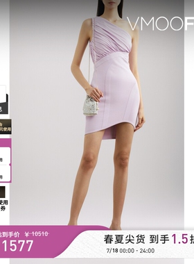 【秒杀】Herve Leger 早春女士单肩褶饰绷带连衣裙