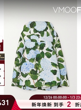 【折扣】Oscar de la Renta 女抹胸式印花罗缎连衣裙