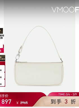 【38焕新周】BY FAR 女白色亮面皮革单肩包