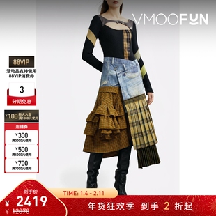 【折扣】Andersson Bell女士解构牛仔布拼接长袖棉质连衣裙