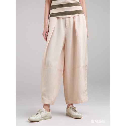 【夏季特惠】YMC 春夏女莱赛尔亚麻混纺阔腿裤休闲裤