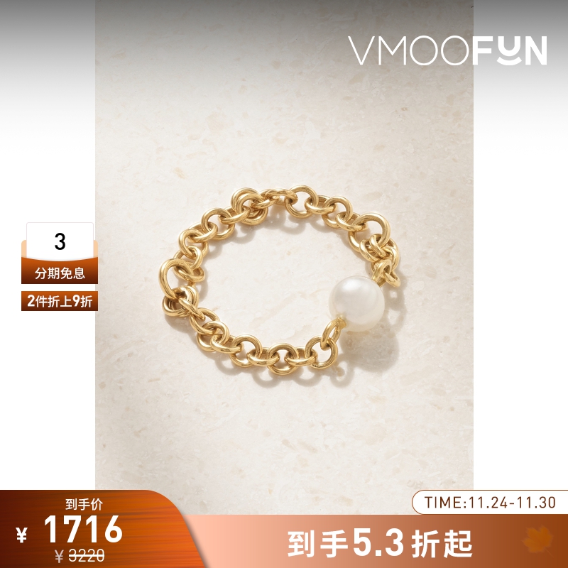 【折扣】Spinelli Kilcollin 女士18K金珍珠锁链式戒指配饰