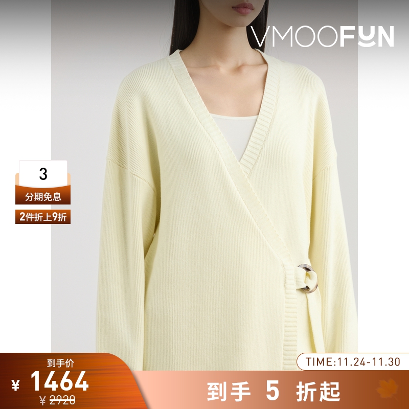 【折扣】ANNA QUAN 秋冬女罗纹棉质开襟衫针织衫毛衣