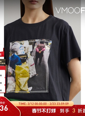 【折扣】REJINA PYO 春夏女士印花棉质平纹布T恤