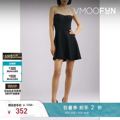 【夏季特惠】Norma Kamali 春夏女士抹胸弹力平纹布迷你连衣裙