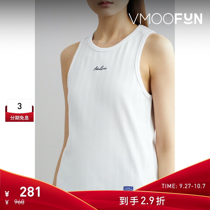 【折扣】Ader Error 女刺绣品牌标志棉质纯色混纺坦克背心