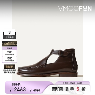 单鞋 HEREU 春夏女深卡其圆头平底鞋