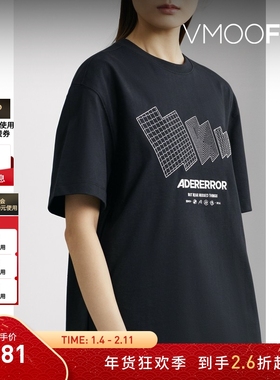 【折扣】Ader Error 女宽松品牌标志刺绣棉质混纺T恤