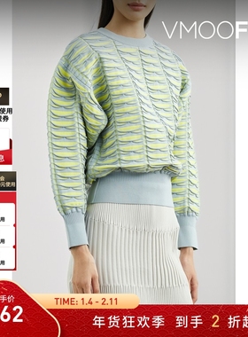 【折扣】CFCL 秋冬女挖剪针织圆领毛衣