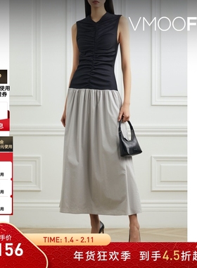 【折扣】ANNA QUAN女士夏罗纹针织拼接棉质混纺连衣裙