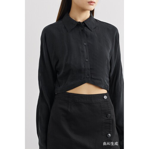 【夏季特惠】RtA 春夏女内搭缎面短款衬衫
