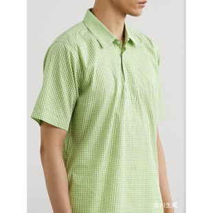 【夏季特惠】Pop Trading Company 春夏男薄荷绿格纹棉质Polo衫
