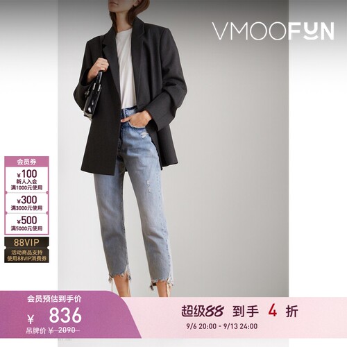 【折扣】[经典款]FRAME女仿旧高腰直筒牛仔裤