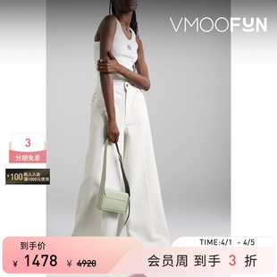 白色牛仔裤 女高腰阔腿裤 Tibi
