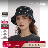 女刺绣棉质灯芯绒黑色渔夫帽 R13 38焕新周