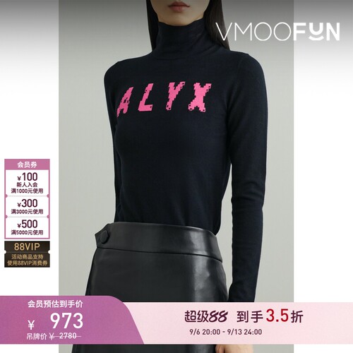 【早秋特惠】1017 ALYX 9SM 女秋冬嵌花弹力针织高领毛衣