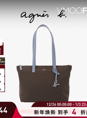 【折扣】agnès b.经典系列尼龙中号单肩包女士通勤手提包托特包
