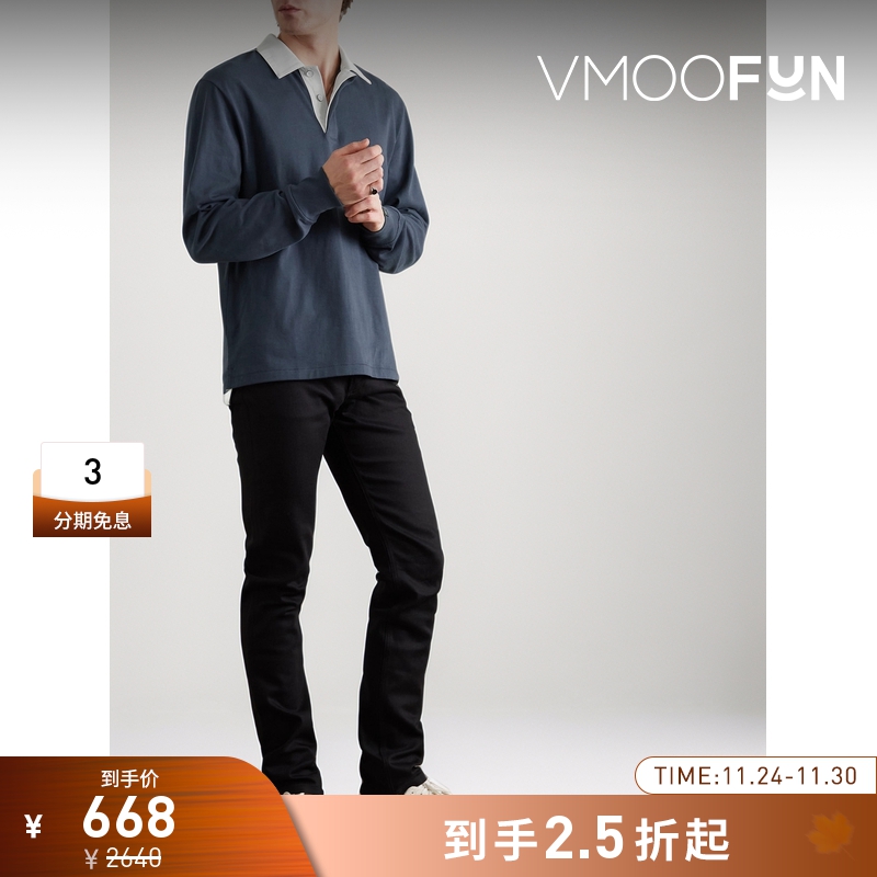 【折扣再降】Rag＆Bone男宽松棉质长袖 Polo 衫